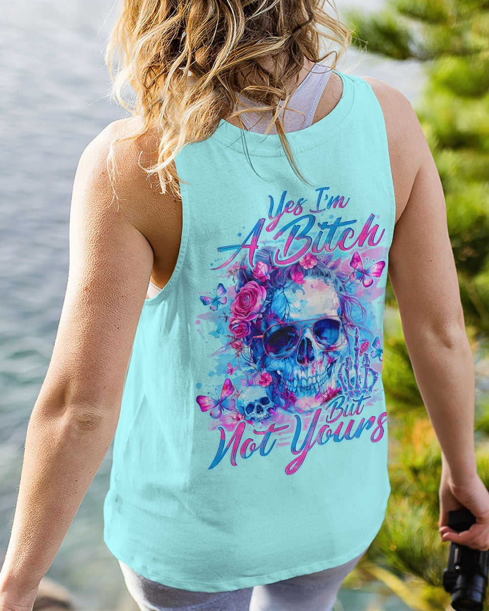 BLISSCORNERS THE GOOD GIRL IN ME SKULL MESSY BUN ALL OVER PRINT