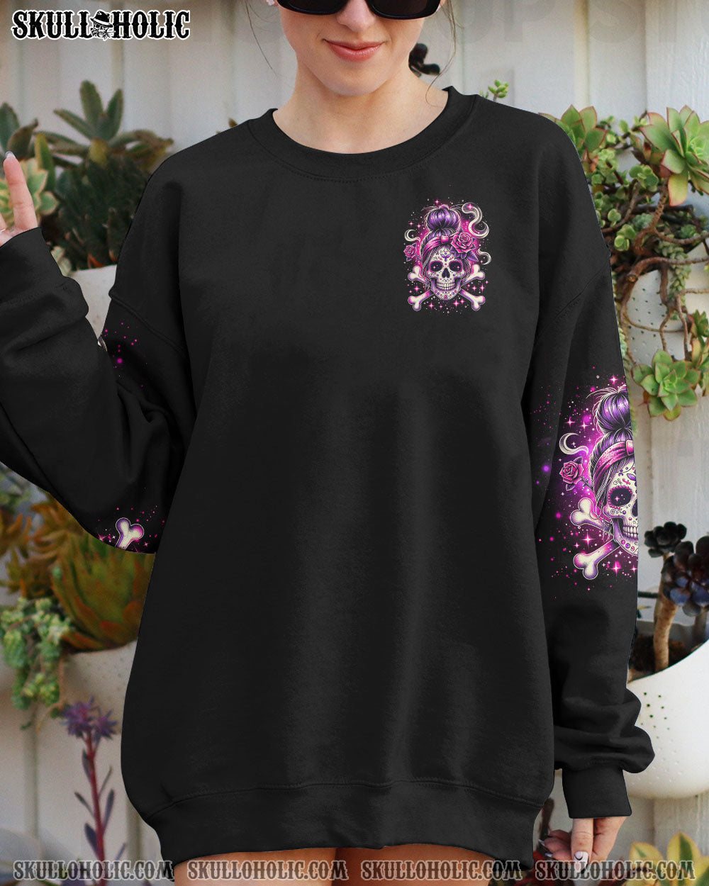 BLISSCORNERS I'M A B DON'T TRY ME SUNFLOWER MESSY BUN ALL OVER PRINT