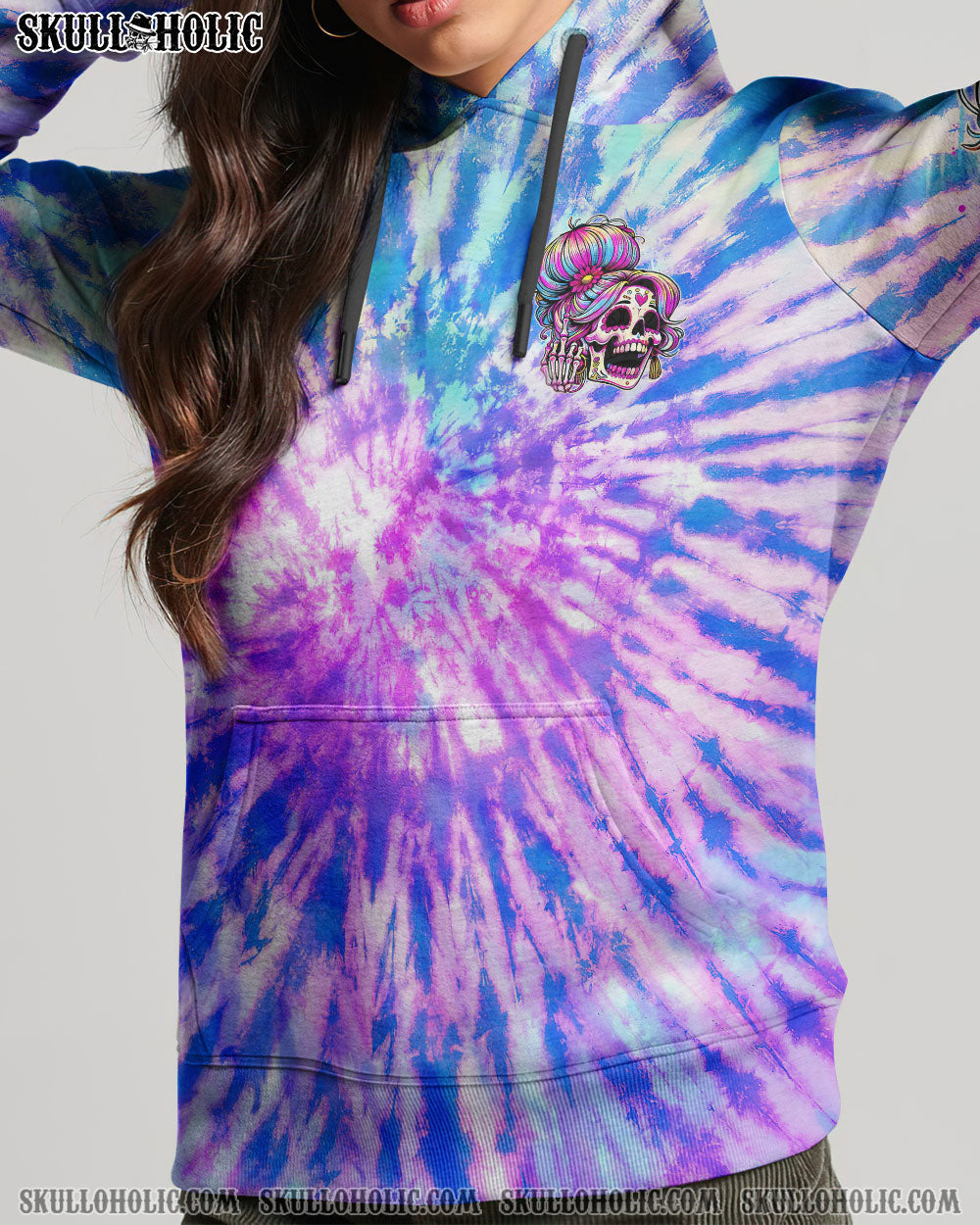 BLISSCORNERS I AM A SWEET GIRL SKULL MESSY BUN ALL OVER PRINT