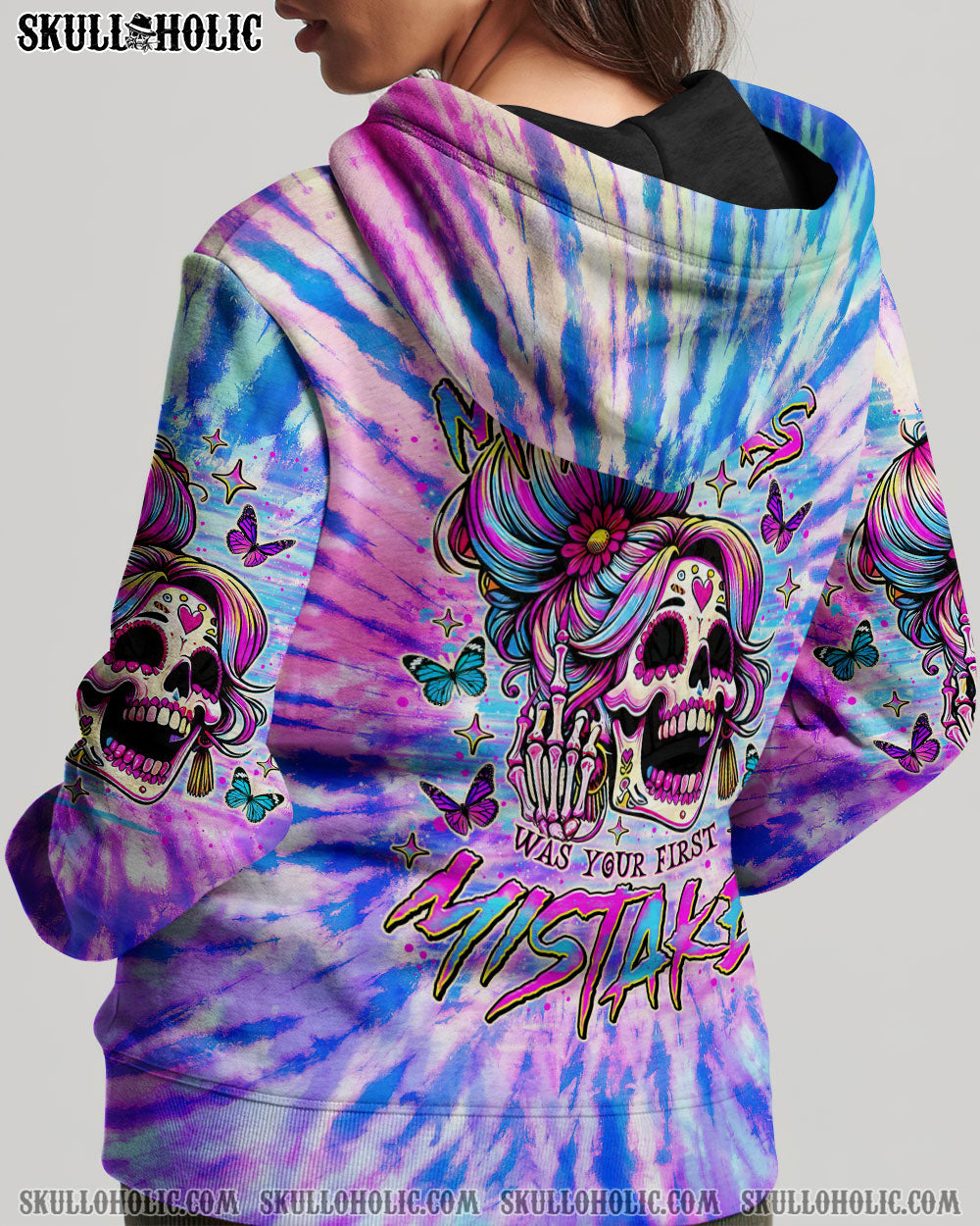 BLISSCORNERS I AM A SWEET GIRL SKULL MESSY BUN ALL OVER PRINT