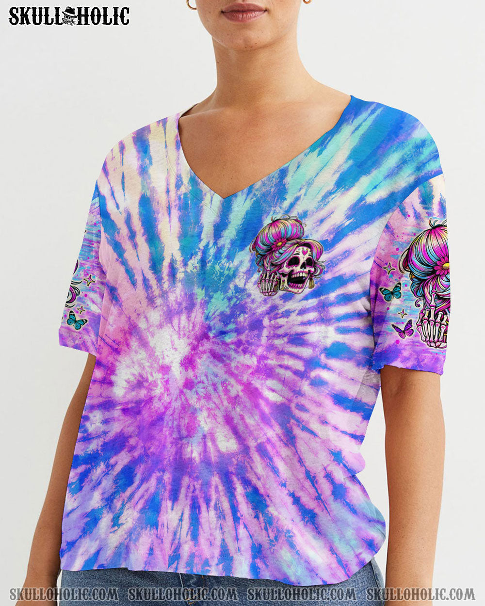 BLISSCORNERS I AM A SWEET GIRL SKULL MESSY BUN ALL OVER PRINT