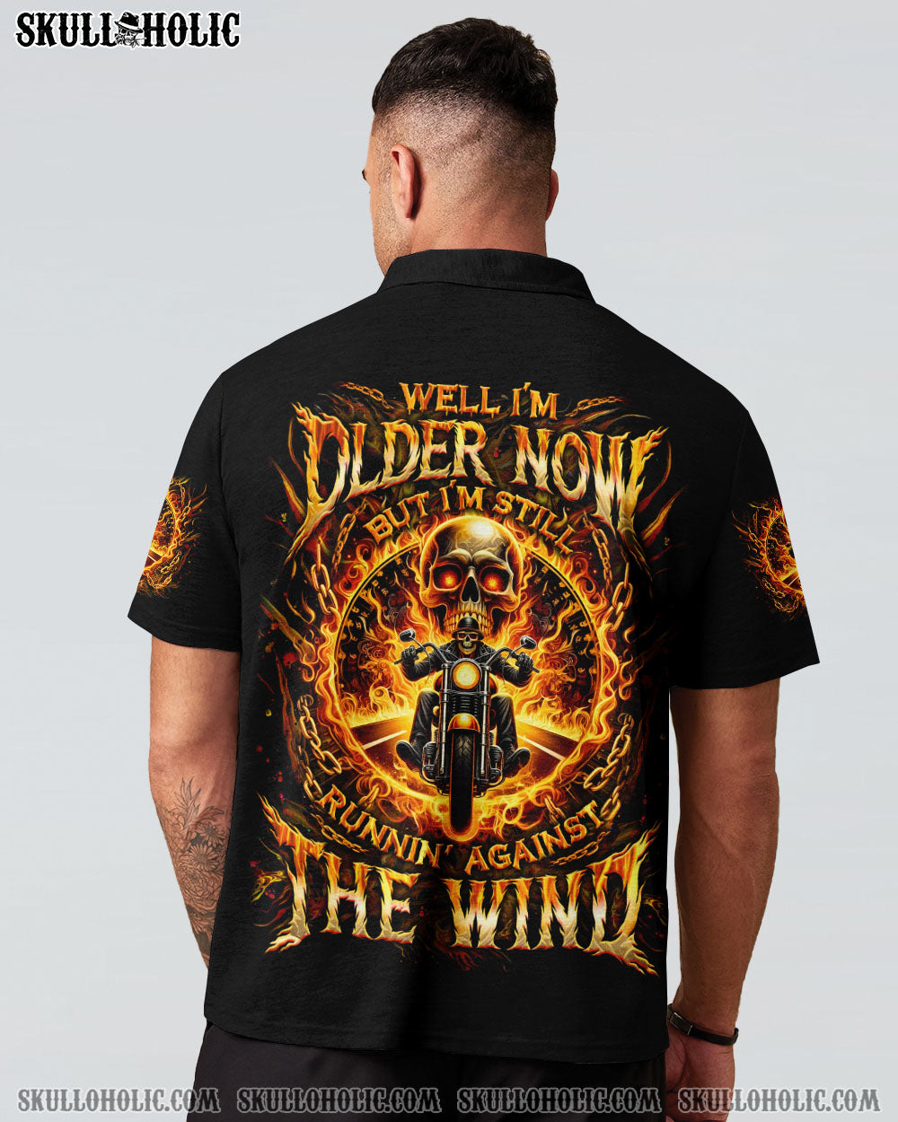 BLISSCORNERS RUNNING AGAINST THE WIND BIKER SKULL ALL OVER PRINT