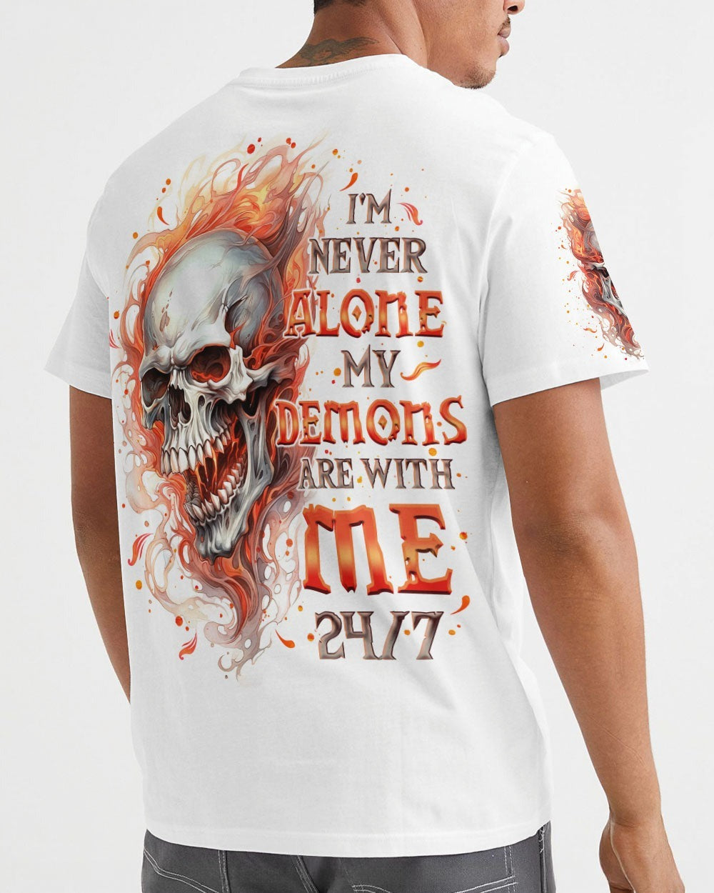 BLISSCORNERS I'M NEVER ALONE SKULL FIRE ALL OVER PRINT