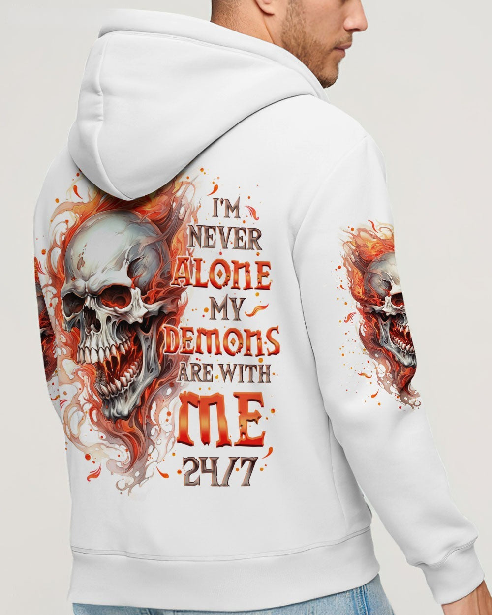BLISSCORNERS I'M NEVER ALONE SKULL FIRE ALL OVER PRINT