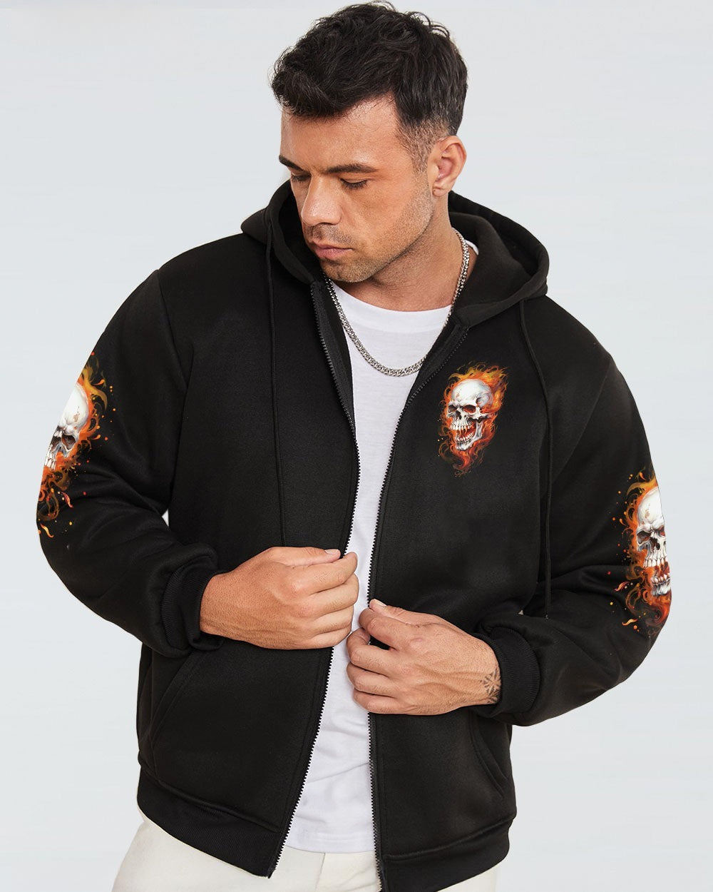 BLISSCORNERS I'M NEVER ALONE SKULL FIRE BLACK ALL OVER PRINT