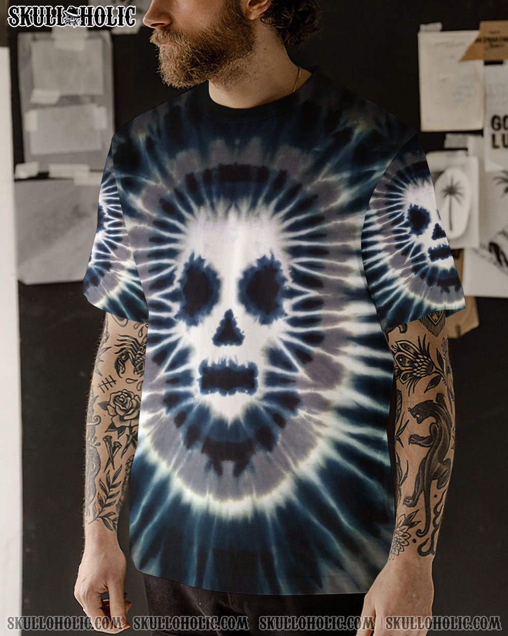 BLISSCORNERS ZOMBIE SKULL TIE DYE HAND DYED ALL OVER PRINT