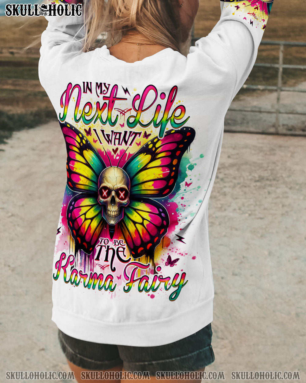 BLISSCORNERS KARMA FAIRY SKULL SKULL BUTTERFLY ALL OVER PRINT