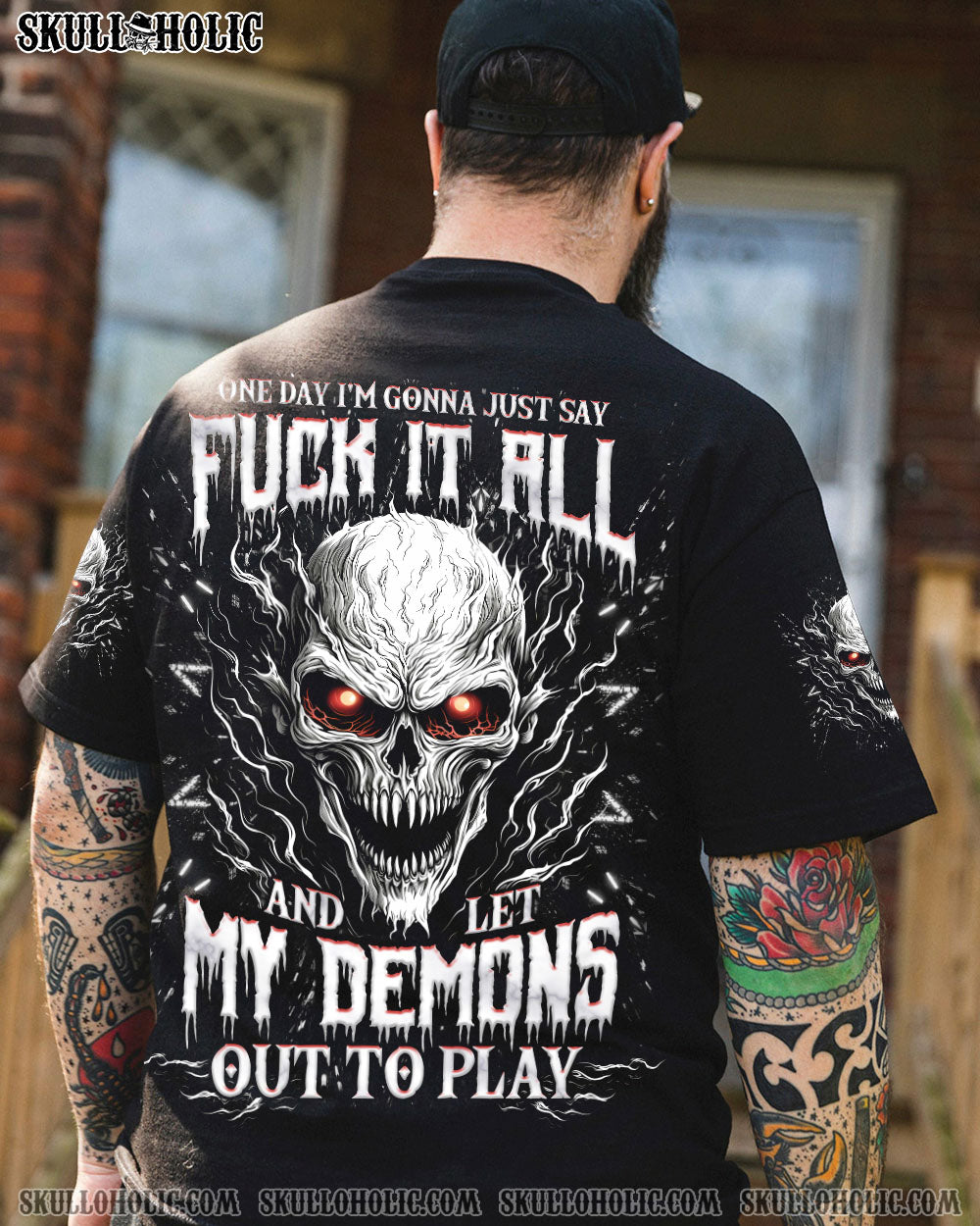 BLISSCORNERS ONE DAY I'M GONNA JUST SAY DEMON SKULL ALL OVER PRINT