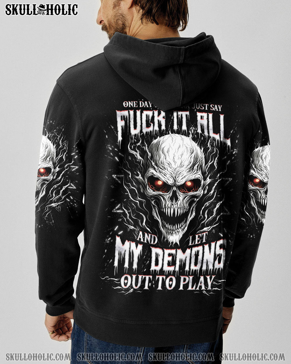 BLISSCORNERS ONE DAY I'M GONNA JUST SAY DEMON SKULL ALL OVER PRINT