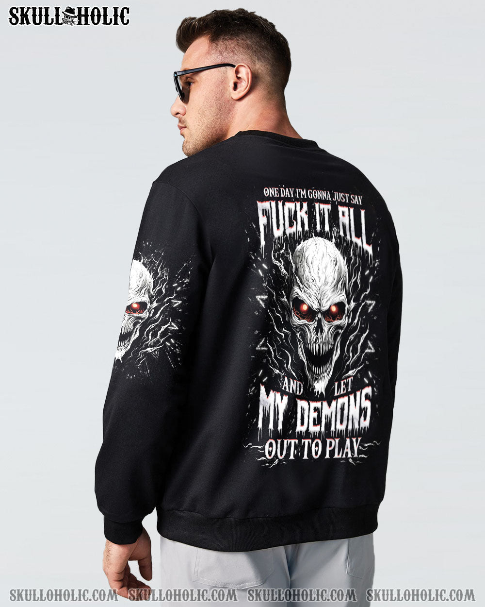 BLISSCORNERS ONE DAY I'M GONNA JUST SAY DEMON SKULL ALL OVER PRINT
