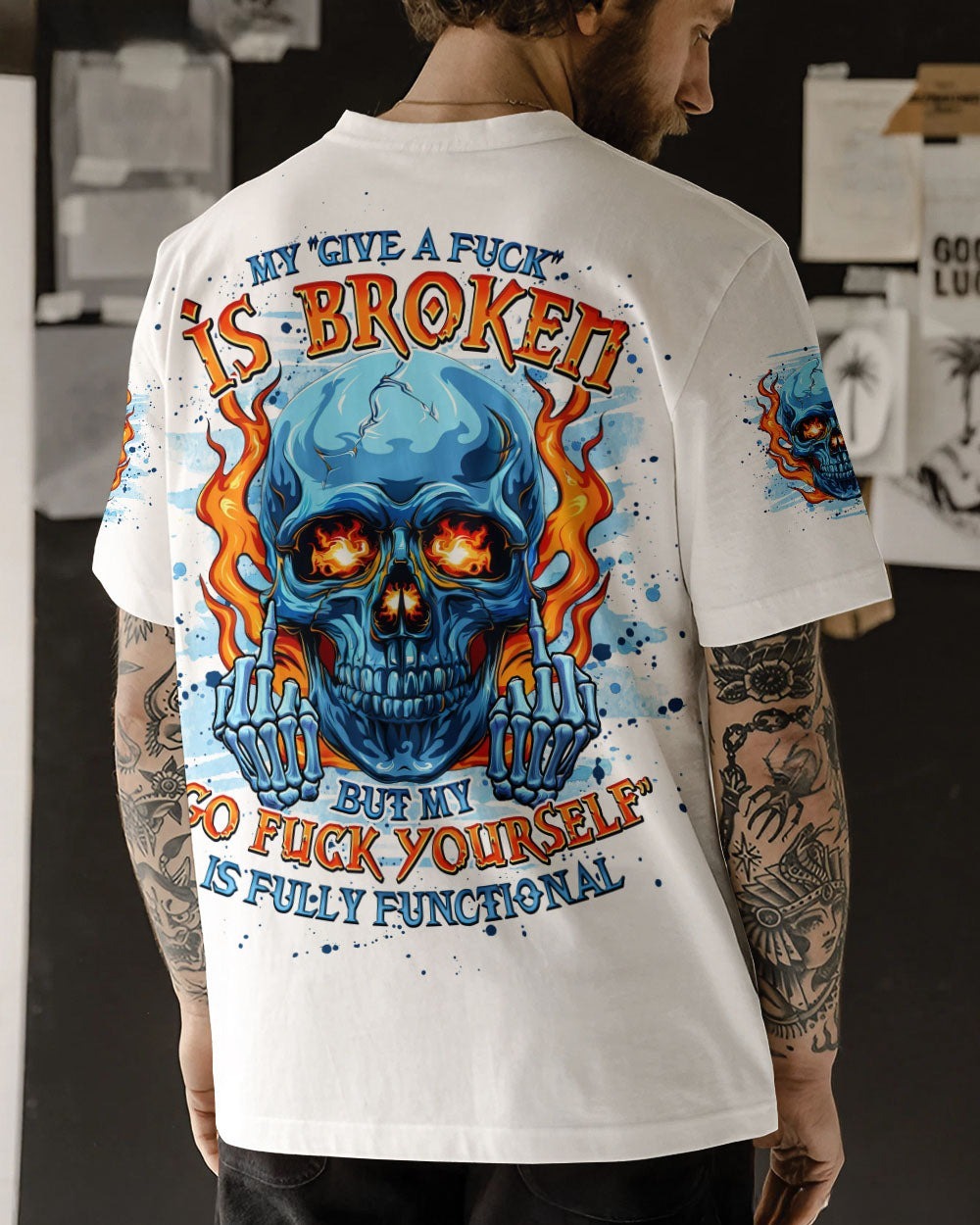 BLISSCORNERS MY GIVE A F IS BROKEN SKULL FIRE ALL OVER PRINT