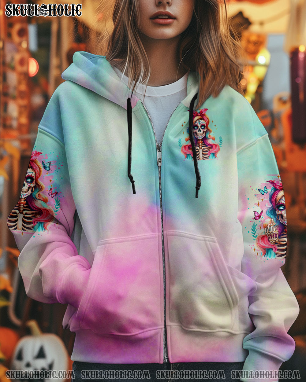 BLISSCORNERS ZERO F GIVEN SKULL MESSY BUN  ALL OVER PRINT