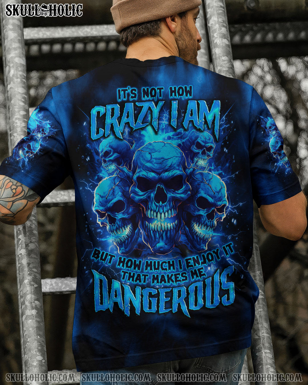 BLISSCORNERS IT'S NOT HOW CRAZY I AM SKULL TIE DYE ALL OVER PRINT