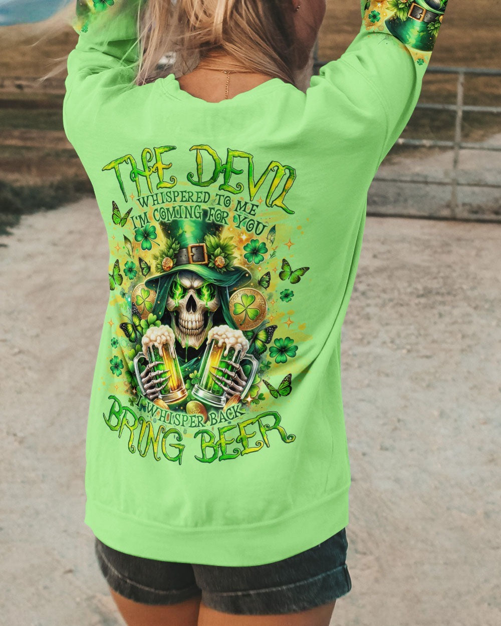 BLISSCORNERS THE DEVIL WHISPERED BEER REAPER PATRICK'S DAY ALL OVER PRINT
