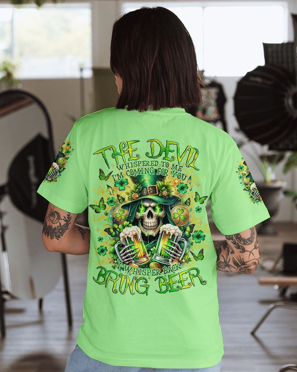 BLISSCORNERS THE DEVIL WHISPERED BEER REAPER PATRICK'S DAY ALL OVER PRINT