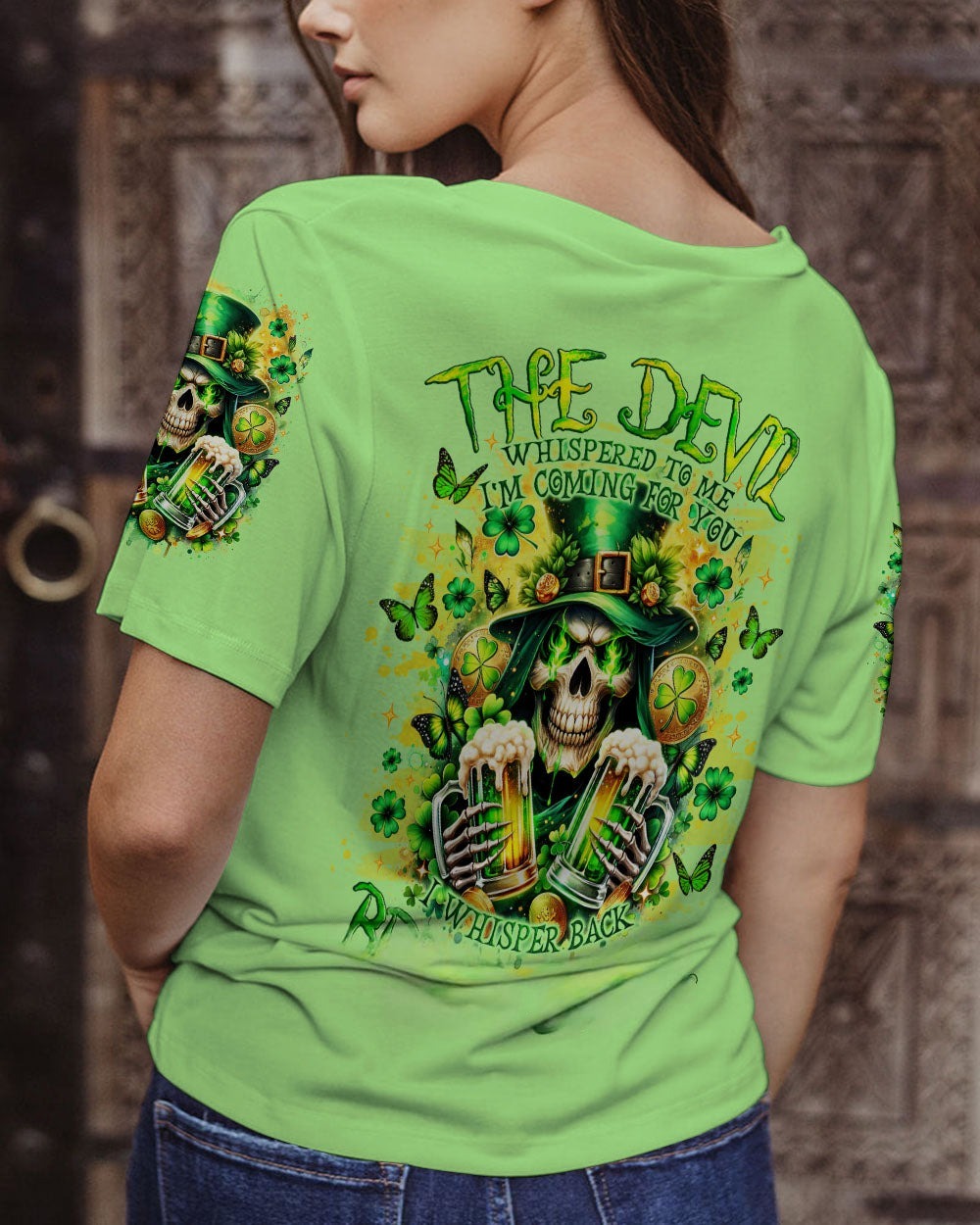 BLISSCORNERS THE DEVIL WHISPERED BEER REAPER PATRICK'S DAY ALL OVER PRINT