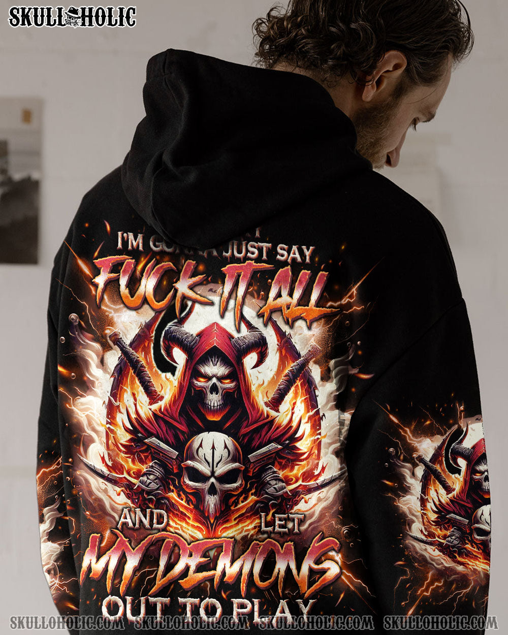 BLISSCORNERS ONE DAY I'M GONNA JUST SAY FIRE SKULL ALL OVER PRINT
