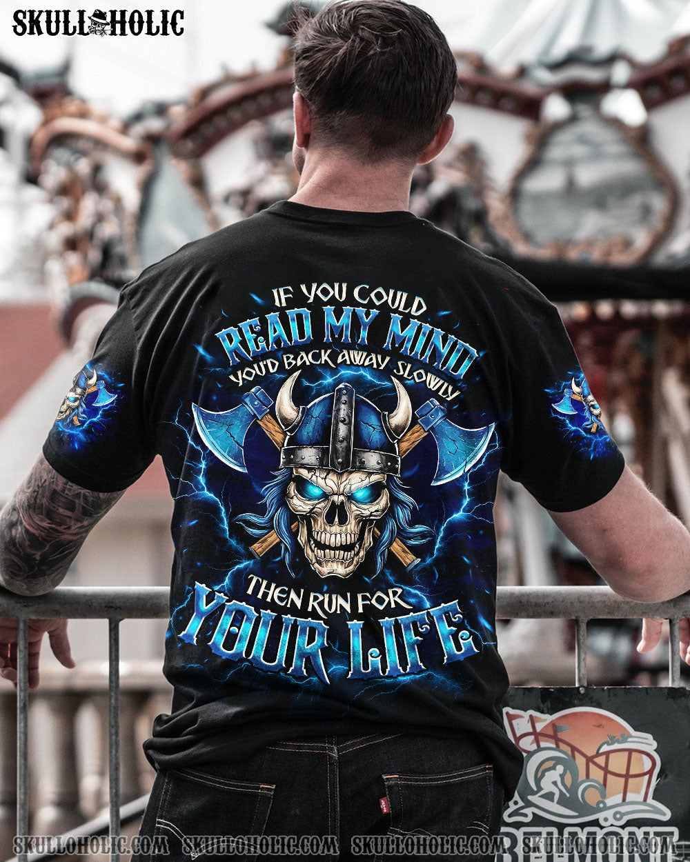 BLISSCORNERS IF YOU COULD READ MY MIND VIKING SKULL ALL OVER PRINT