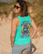 BLISSCORNERS ALWAYS A STRONG WOMAN SKULL MESSY BUN ALL OVER PRINT