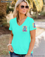 BLISSCORNERS ALWAYS A STRONG WOMAN SKULL MESSY BUN ALL OVER PRINT