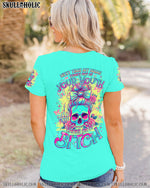 BLISSCORNERS ALWAYS A STRONG WOMAN SKULL MESSY BUN ALL OVER PRINT