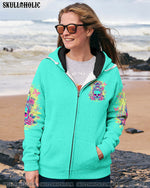 BLISSCORNERS ALWAYS A STRONG WOMAN SKULL MESSY BUN ALL OVER PRINT