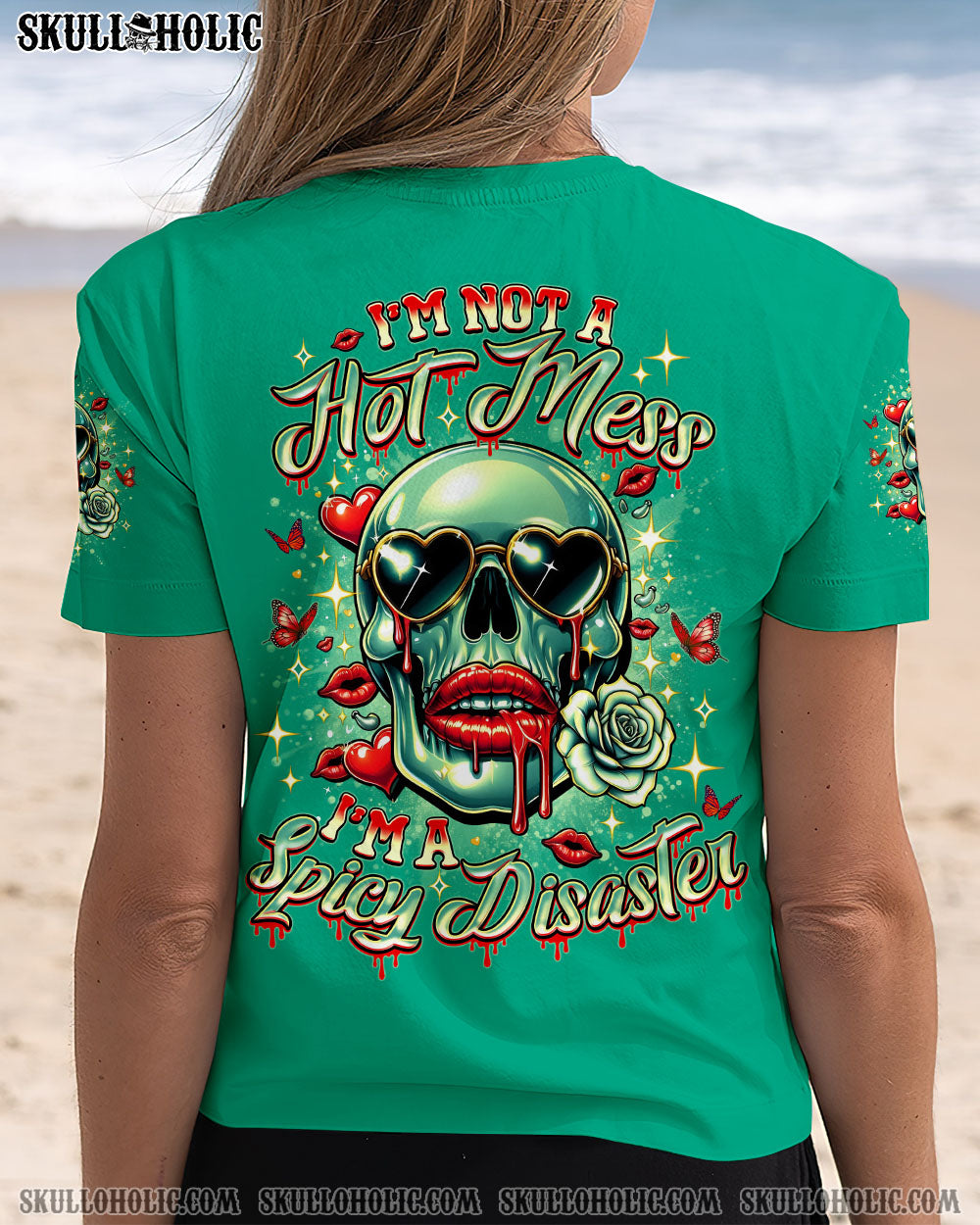 BLISSCORNERS I'M NOT A HOT MESS I'M A SPICY DISASTER SKULL ALL OVER PRINT