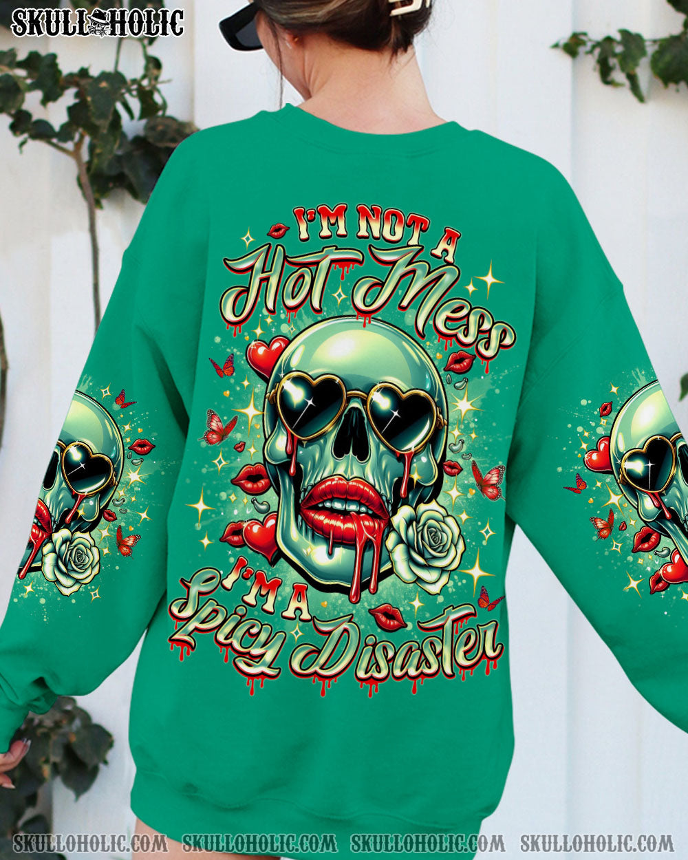 BLISSCORNERS I'M NOT A HOT MESS I'M A SPICY DISASTER SKULL ALL OVER PRINT