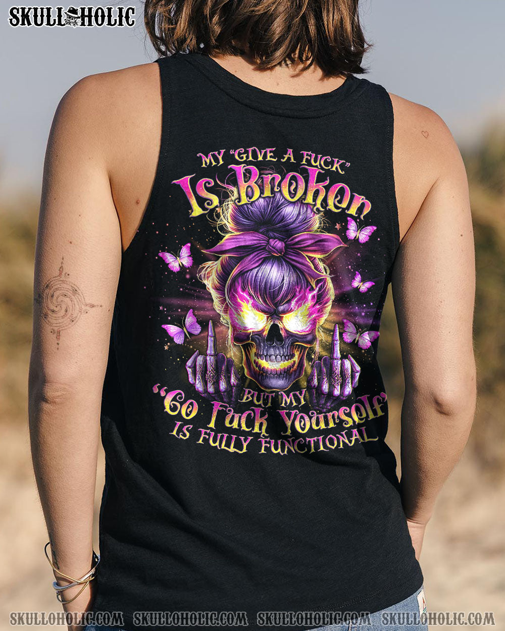 BLISSCORNERS NOT EVERYONE LIKES ME SKULL MESSY BUN ALL OVER PRINT