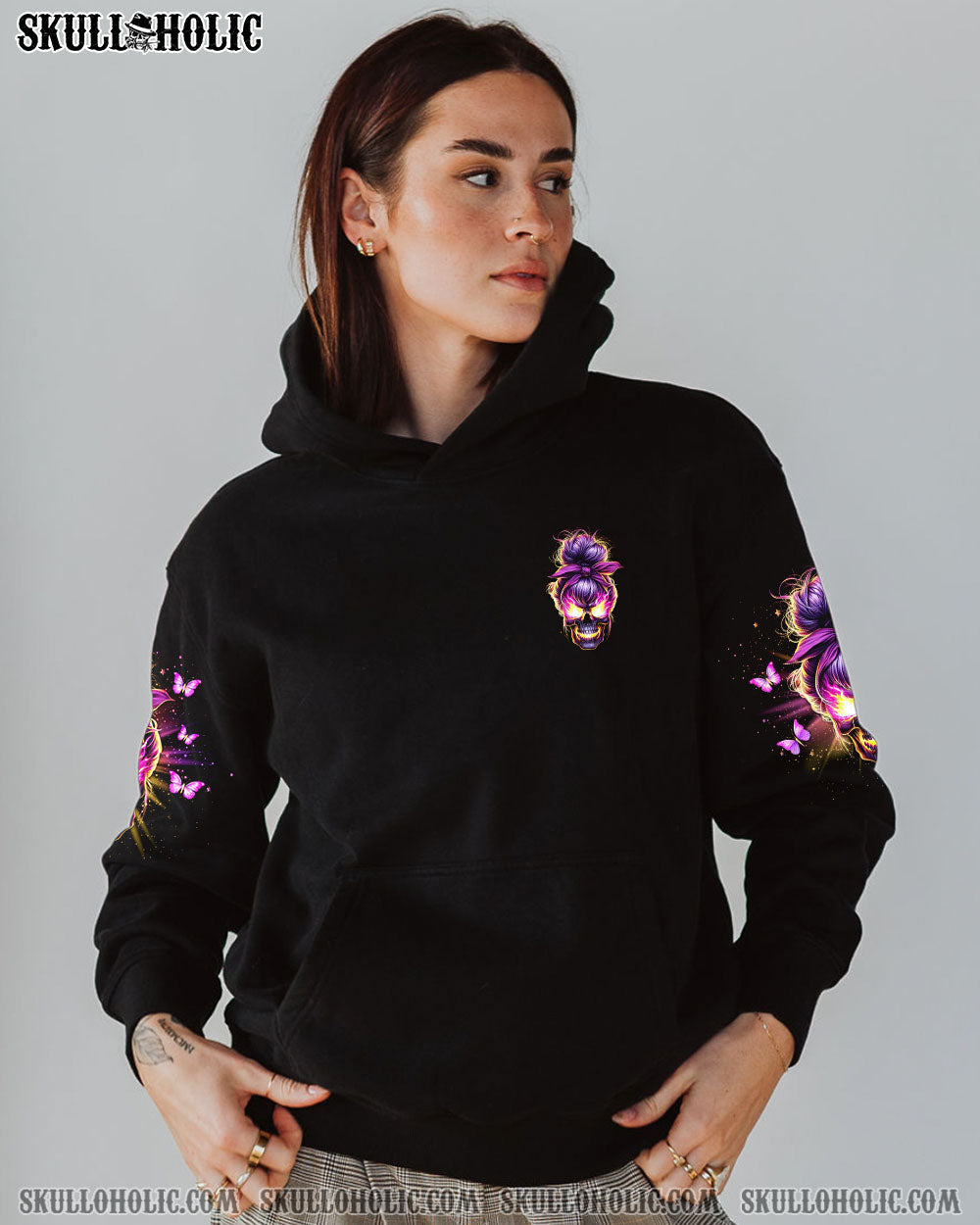 BLISSCORNERS NOT EVERYONE LIKES ME SKULL MESSY BUN ALL OVER PRINT