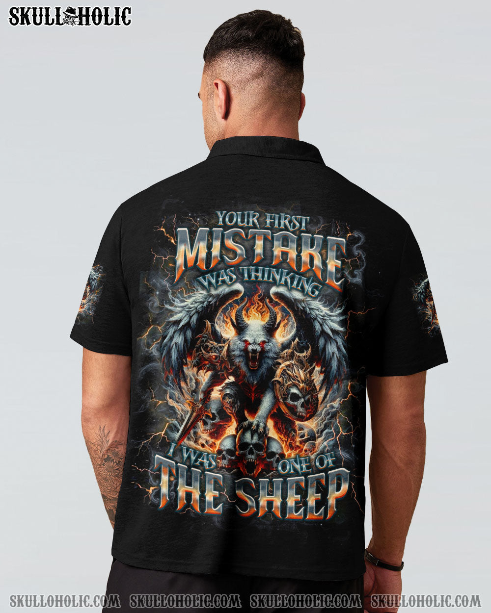 BLISSCORNERS YOUR FIRST MISTAKE WOLF SKULL WINGS ALL OVER PRINT