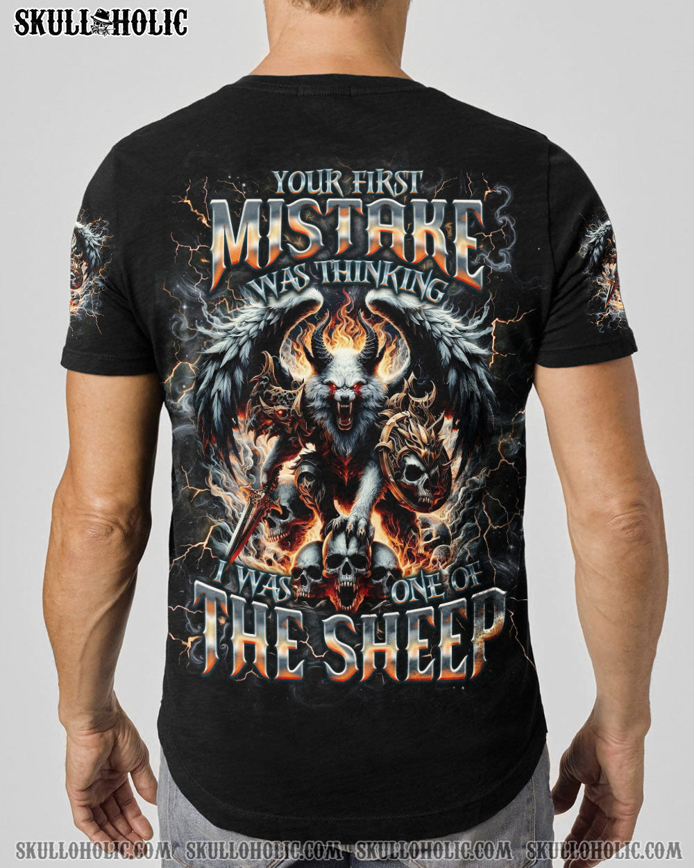 BLISSCORNERS YOUR FIRST MISTAKE WOLF SKULL WINGS ALL OVER PRINT