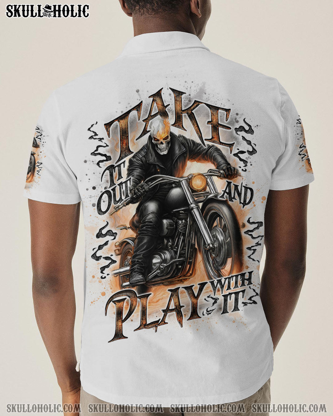 BLISSCORNERS TAKE IT OUT AND PLAY WITH IT BIKER SKULL ALL OVER PRINT
