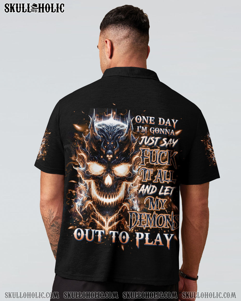 BLISSCORNERS ONE DAY I'M GONNA JUST SAY DEMON SKULL ALL OVER PRINT