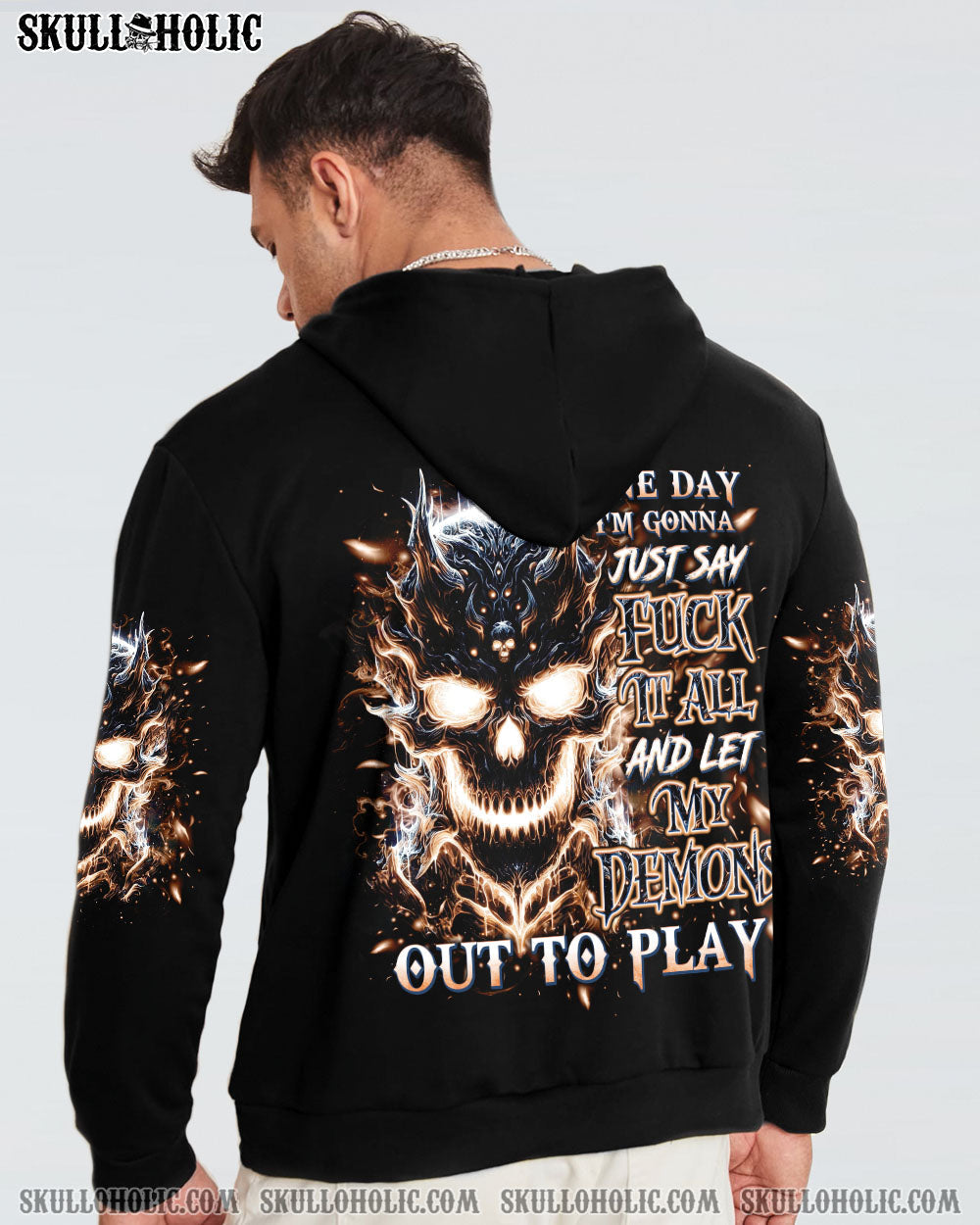 BLISSCORNERS ONE DAY I'M GONNA JUST SAY DEMON SKULL ALL OVER PRINT