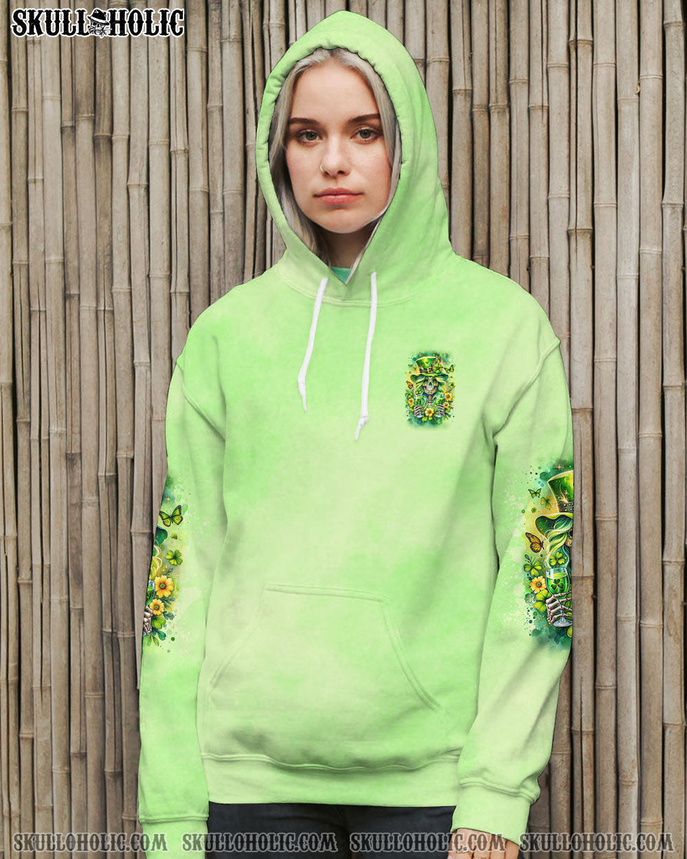 BLISSCORNERS DRINK UP B SKULL LADY PATRICK'S DAY ALL OVER PRINT