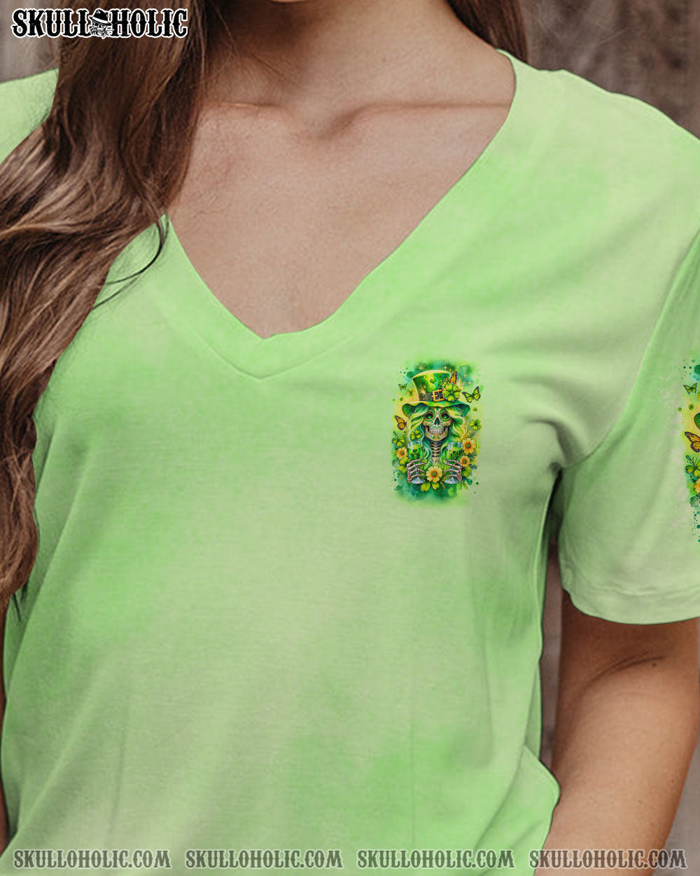 BLISSCORNERS DRINK UP B SKULL LADY PATRICK'S DAY ALL OVER PRINT