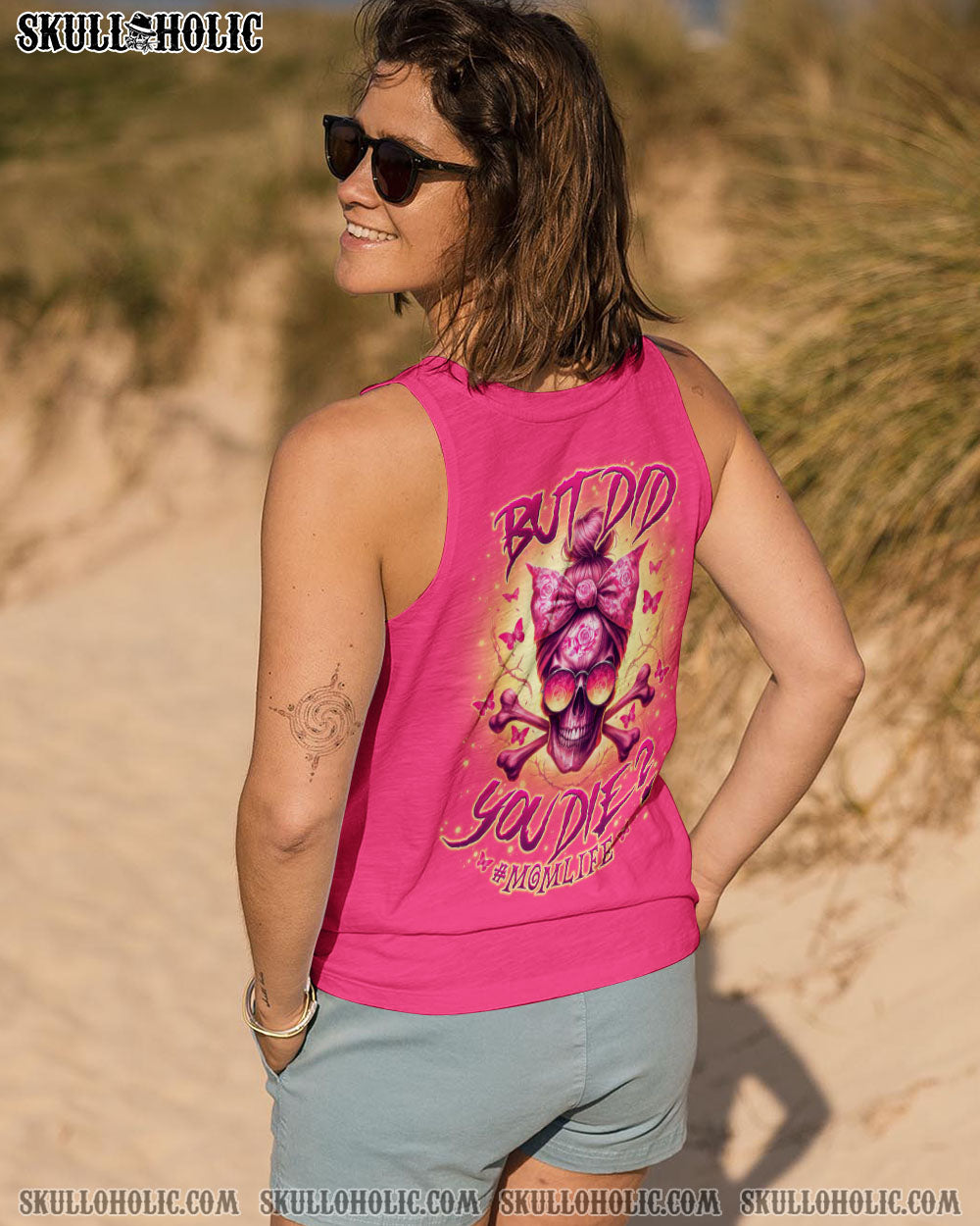BLISSCORNERS BUT DID YOU DIE MOM LIFE MESSY BUN SKULL ALL OVER PRINT