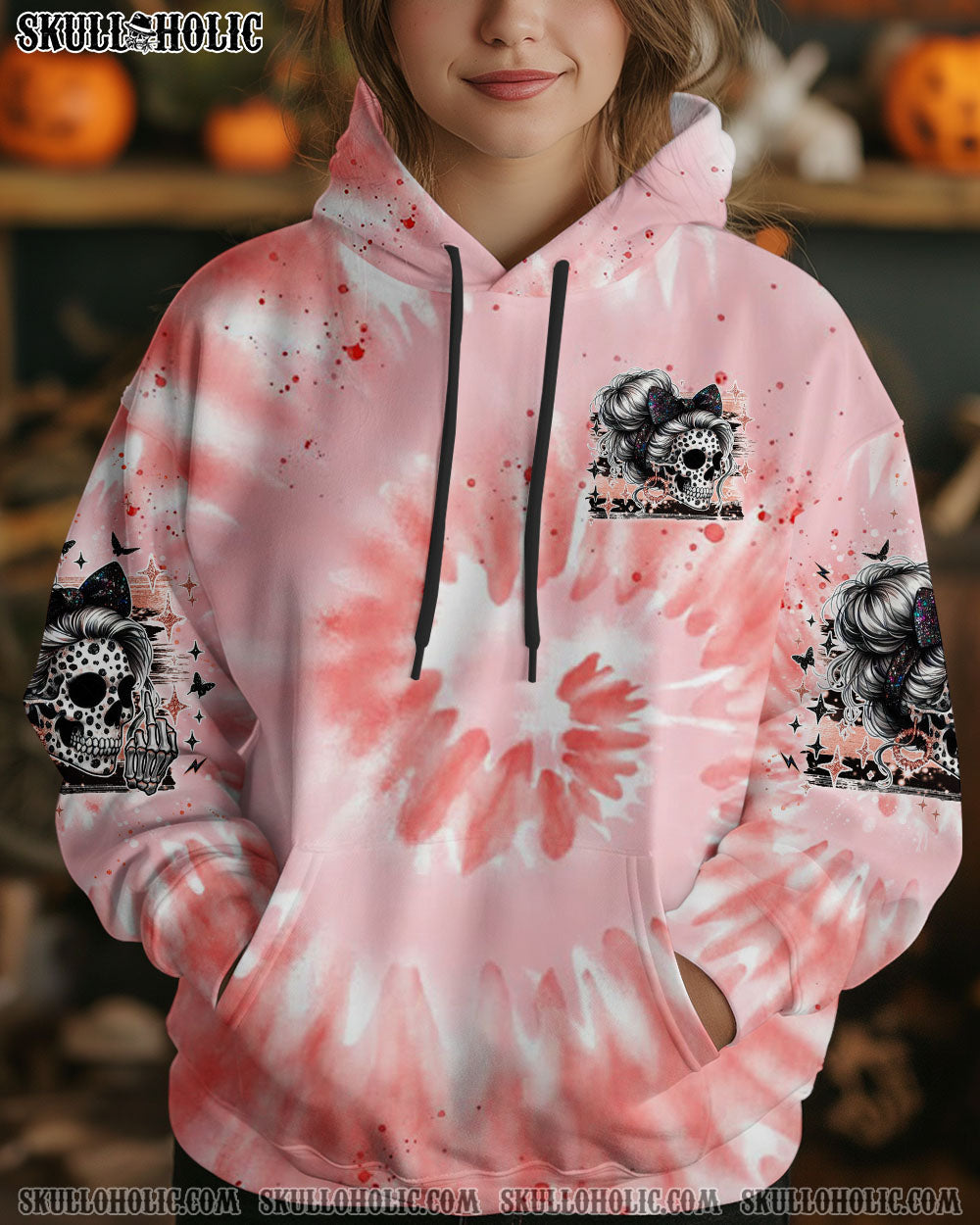 BLISSCORNERS BUCKLE UP BUTTERCUP B SWITCH SKULL MESSY BUN TIE DYE  ALL OVER PRINT
