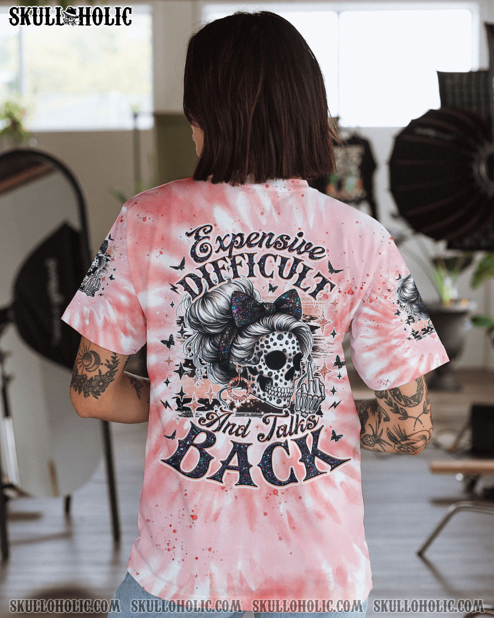 BLISSCORNERS BUCKLE UP BUTTERCUP B SWITCH SKULL MESSY BUN TIE DYE  ALL OVER PRINT