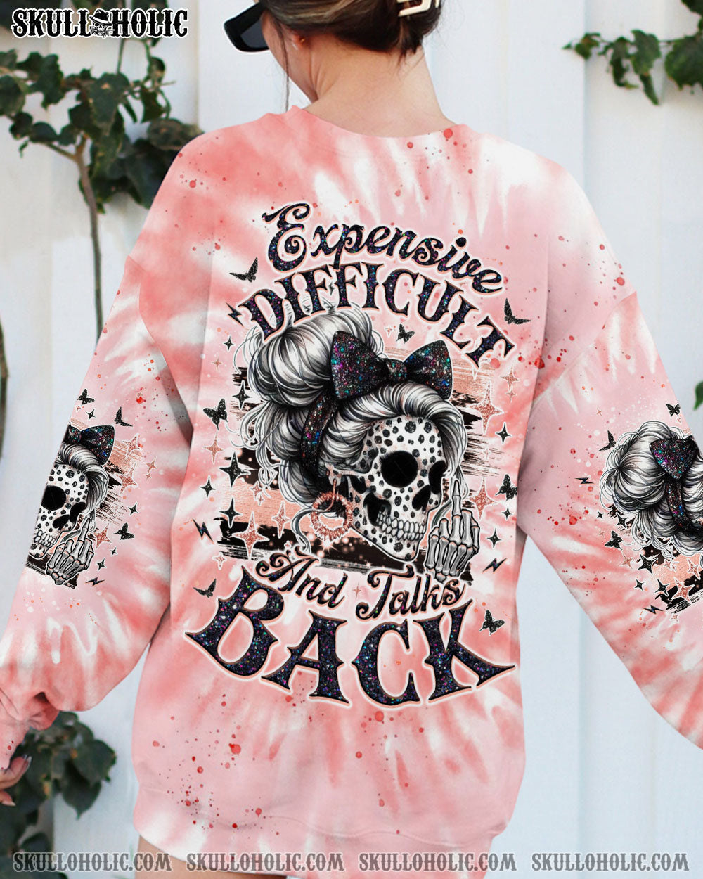 BLISSCORNERS BUCKLE UP BUTTERCUP B SWITCH SKULL MESSY BUN TIE DYE  ALL OVER PRINT