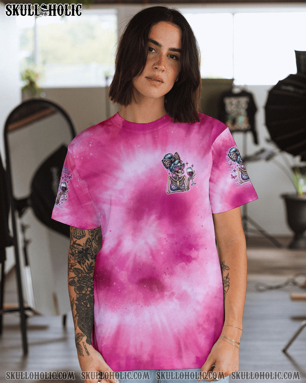 BLISSCORNERS I DON'T NEED YOUR ATTITUDE SKULL MESSY BUN ALL OVER PRINT