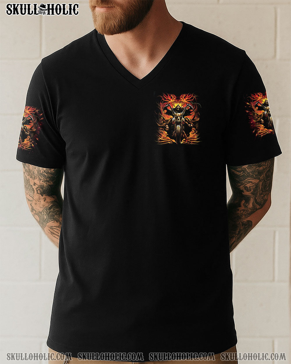 BLISSCORNERS RUNNING AGAINST THE WIND BIKER SKULL ALL OVER PRINT