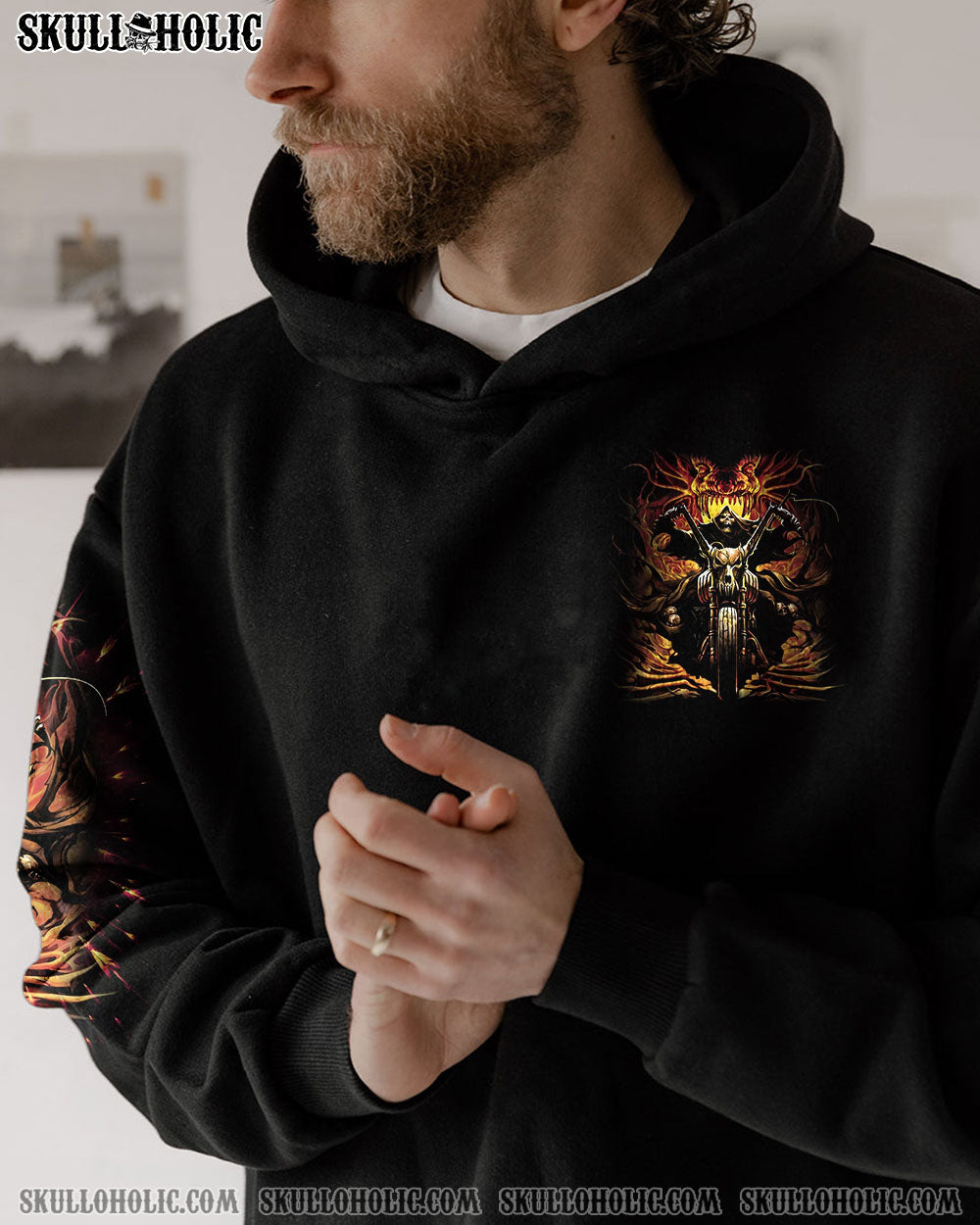 BLISSCORNERS RUNNING AGAINST THE WIND BIKER SKULL ALL OVER PRINT