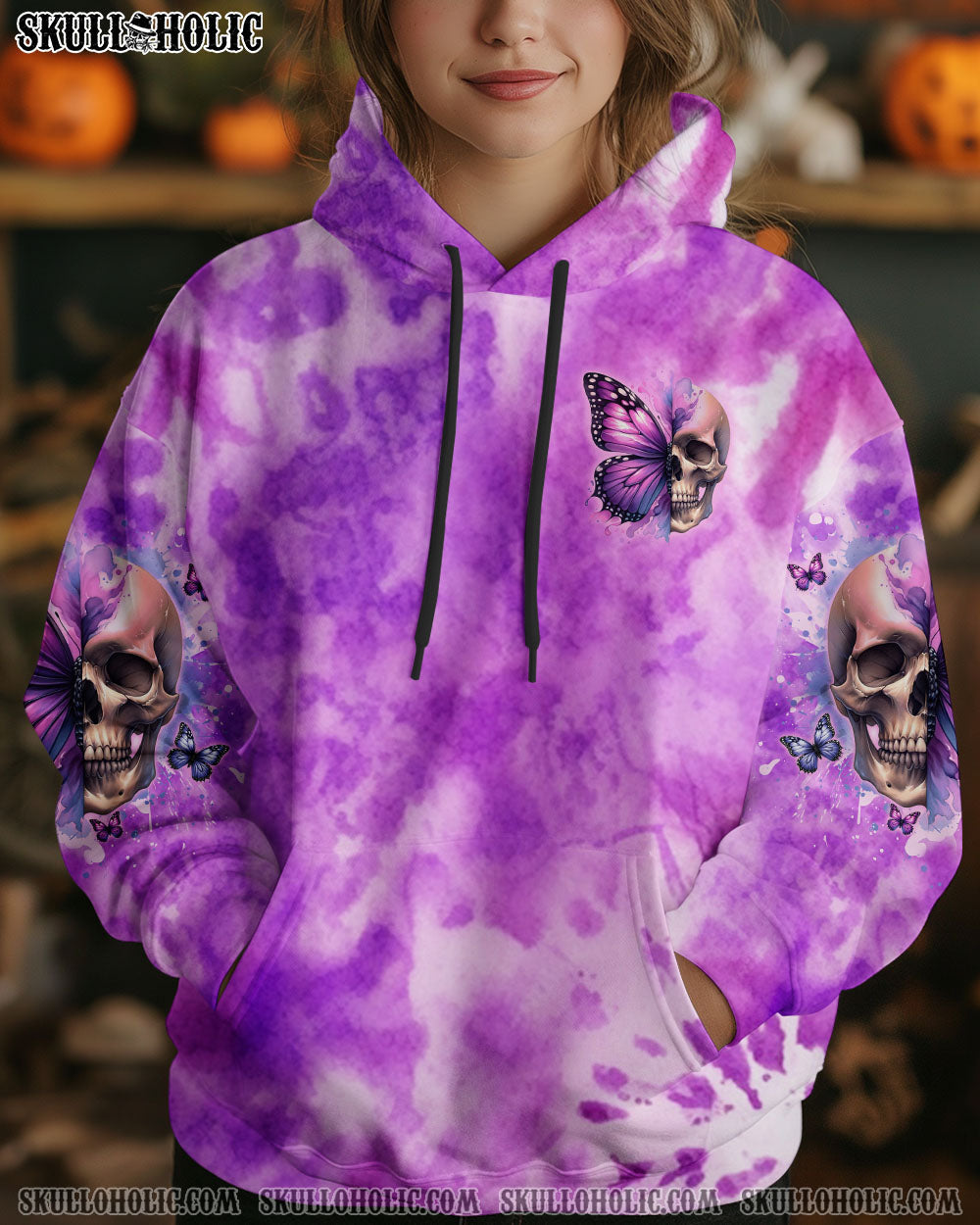 BLISSCORNERS DON'T TRY TO FIGURE ME OUT SKULL BUTTERFLY TIE DYE  ALL OVER PRINT