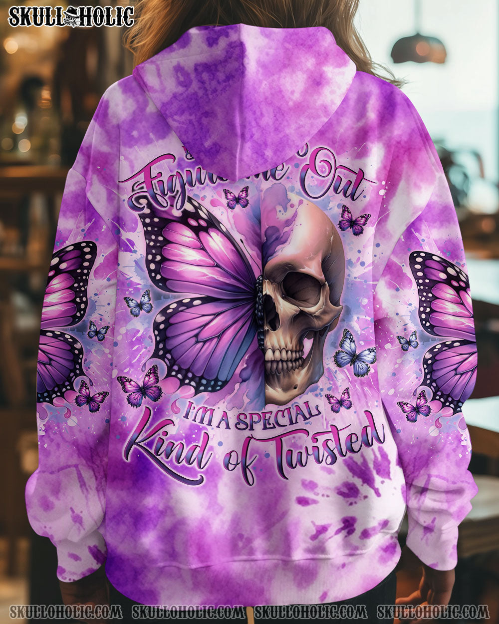 BLISSCORNERS DON'T TRY TO FIGURE ME OUT SKULL BUTTERFLY TIE DYE  ALL OVER PRINT