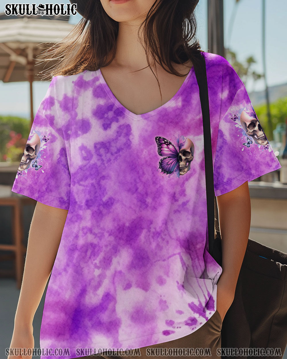 BLISSCORNERS DON'T TRY TO FIGURE ME OUT SKULL BUTTERFLY TIE DYE  ALL OVER PRINT