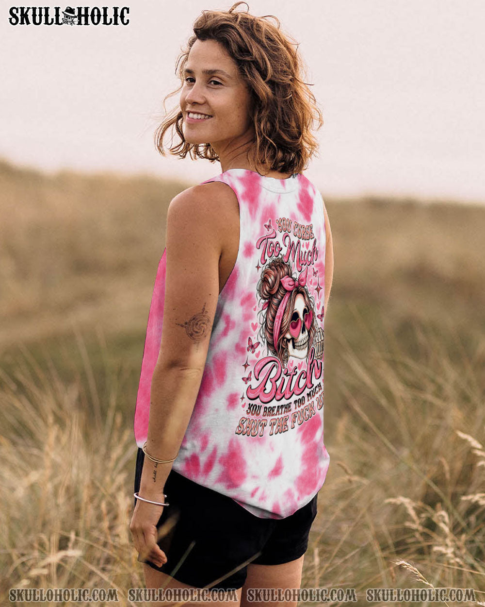BLISSCORNERS EXPENSIVE DIFFICULT AND TALKS BACK MESSY BUN TIE DYE ALL OVER PRINT