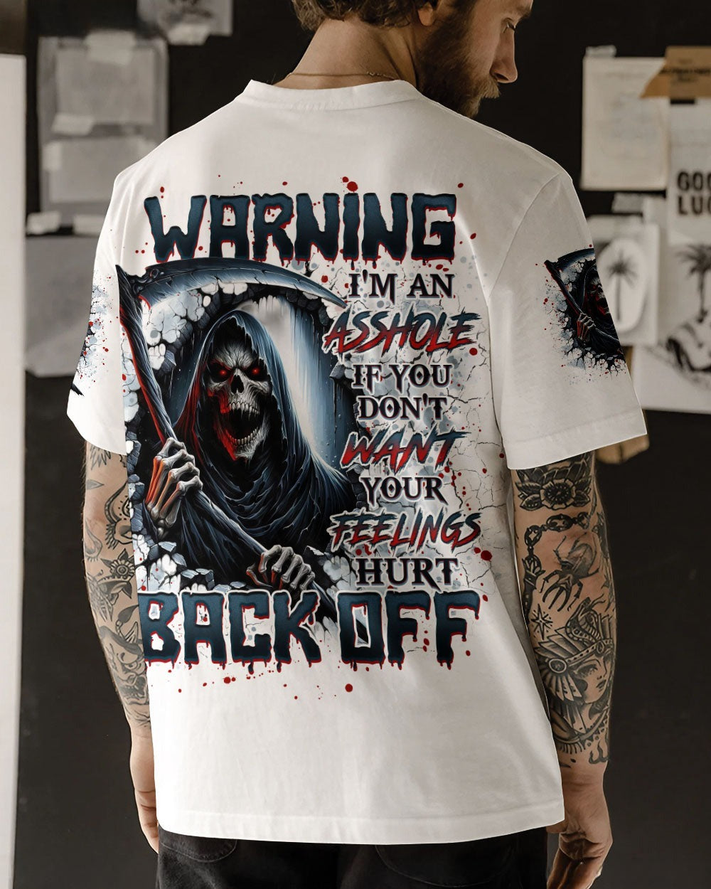 BLISSCORNERS WARNING I'M AN A SKULL REAPER ALL OVER PRINT