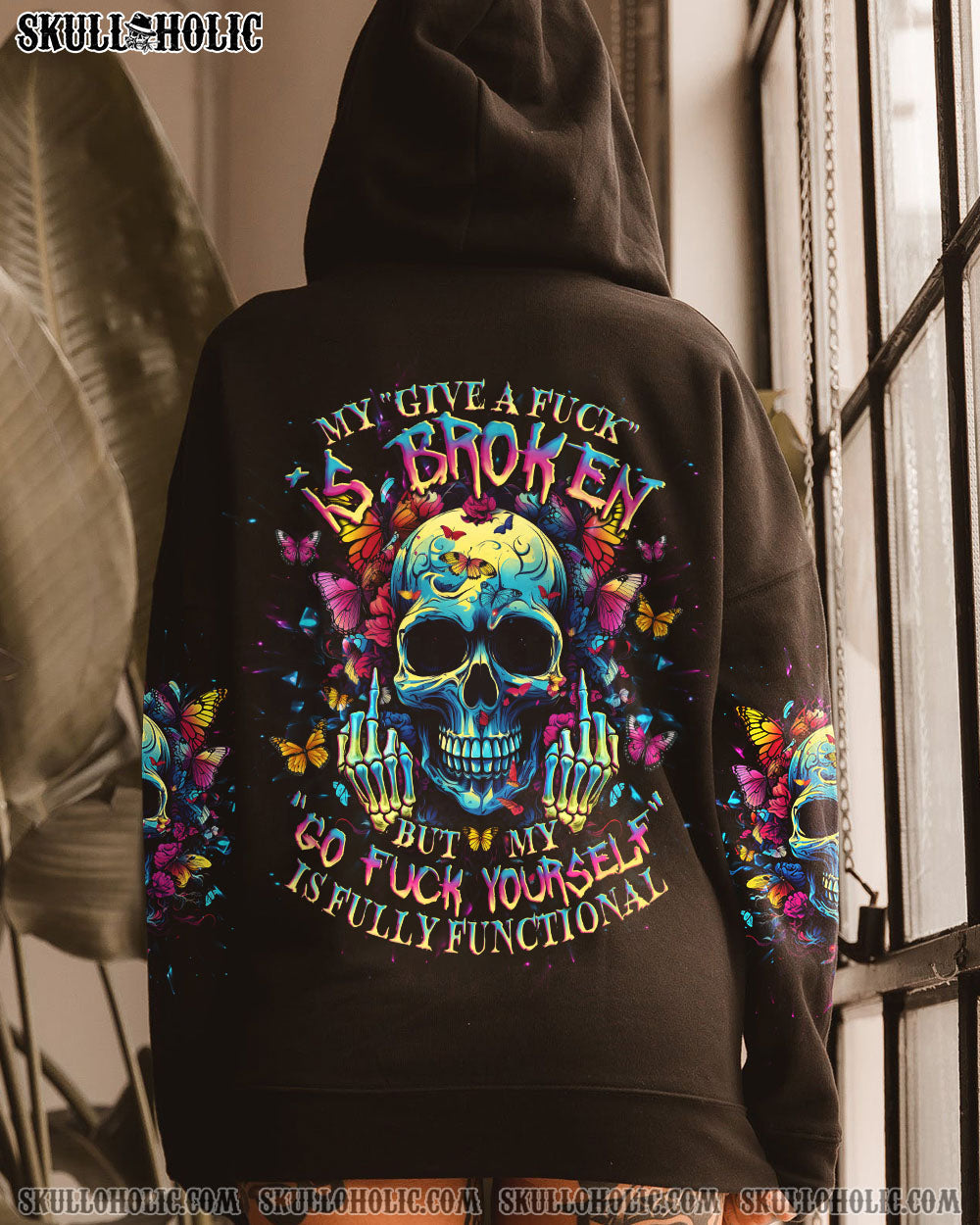 BLISSCORNERS MY GIVE A F IS BROKEN SKULL BUTTERFLY ALL OVER PRINT